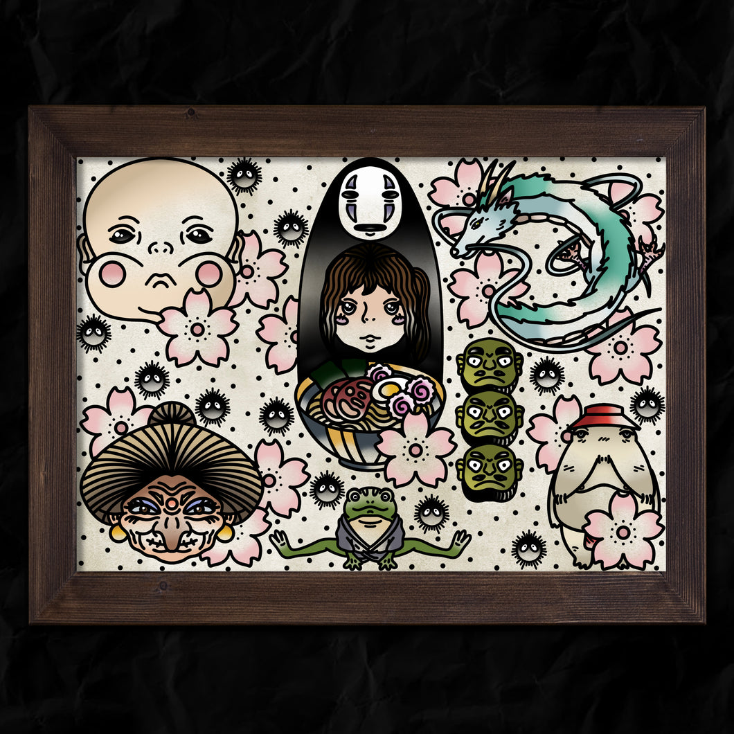 Chihiro and Friends Themed Flash Sheet Art Print